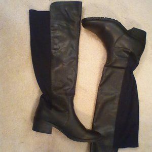 Black Knee high pull on boots
